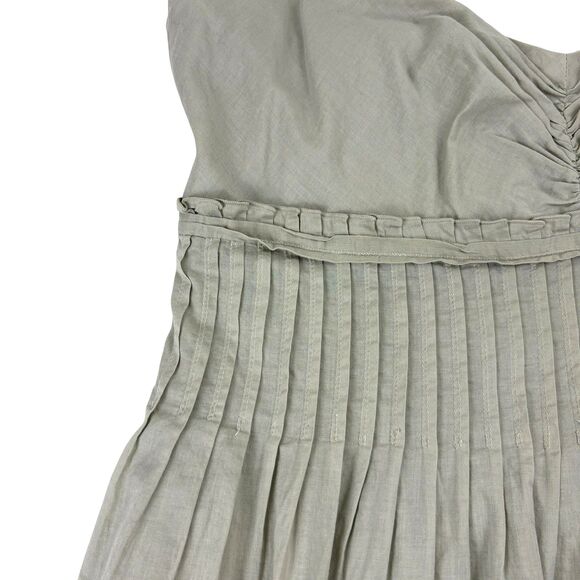 Calvin Klein Khaki Tuck Pleat Sweetheart Neck Etheral Flowy Neutral Sundress 12 - Picture 5 of 16